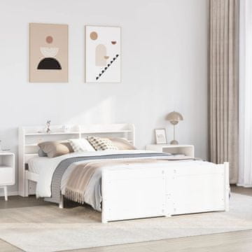 Vidaxl Okvir kreveta s uzglavljem bijeli 150x200 cm masivni borov drvo