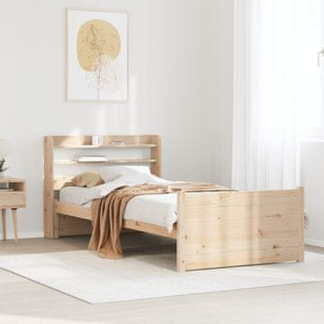 Vidaxl Okvir kreveta s uzglavljem bijeli 75x190 cm masivni borov drvo
