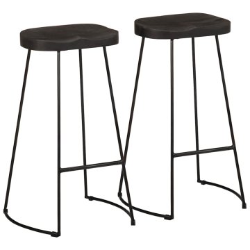 Vidaxl Barske stolice 2 kom. Crne 45x40x78 cm Masivno drvo manga
