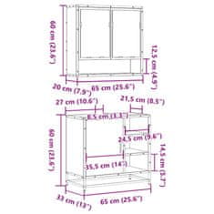 Vidaxl 2-dijelni set kupaonskog namještaja siva boja hrasta drveni
