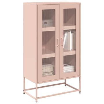 Vidaxl Visoka komoda s ladicama ružičasta 68x39x123 cm čelik