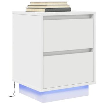 Vidaxl Noćni ormarić s LED svjetlom bijeli 38x34x50 cm