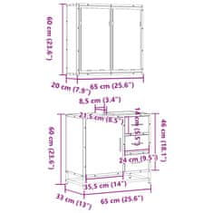 Vidaxl 2-dijelni set kupaonskog namještaja dimljena boja hrasta drveni