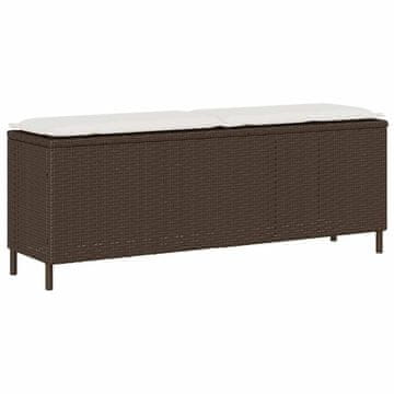 Vidaxl Vrtna klupa s jastukom smeđa 110x30x40,5 cm poliratan