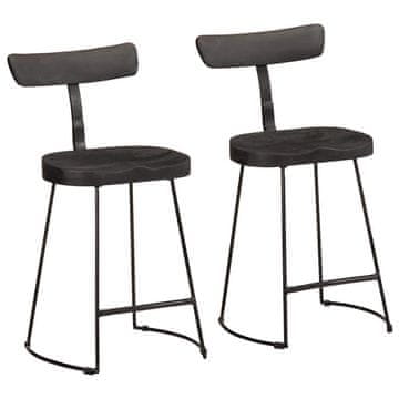 Vidaxl Barske stolice 2 kom. Crne 49x43x79 cm Masivno drvo manga