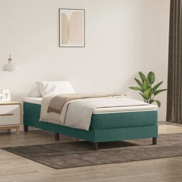 Vidaxl Krevet s boxspring oprugama bez madraca tamnozelene boje 80x220 cm
