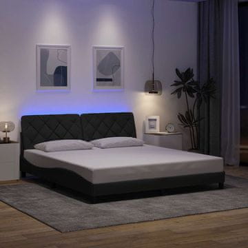 Vidaxl Okvir za krevet s LED rasvjetom bez madraca tamno sivi 180x200 cm tkanina