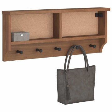 Vidaxl Zidni stalak za odjeću SANDNES 87x12x35 cm Masivni borov drvo