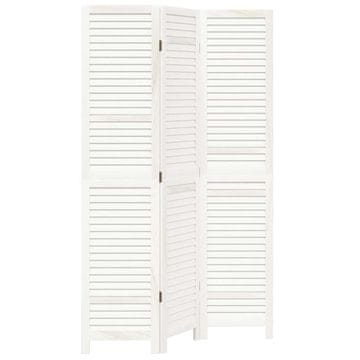 Vidaxl Sobna pregrada s 3 panela bijela od masivnog drva paulovnije