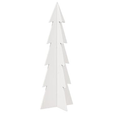 Vidaxl Drveno ukrasno božićno drvce bijelo 112 cm od masivne borovine