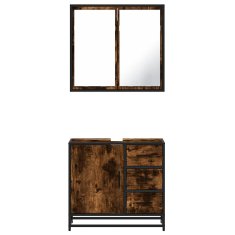 Vidaxl 2-dijelni set kupaonskog namještaja dimljena boja hrasta drveni