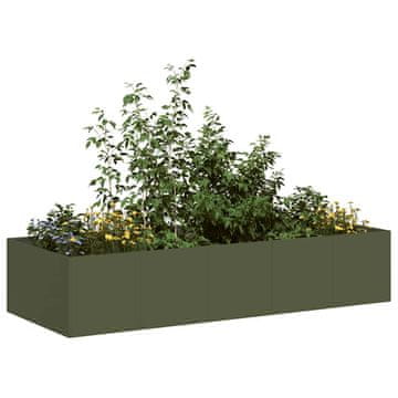 Vidaxl Tegla za cvijeće maslinasto zelena 200x80x40 cm čelična