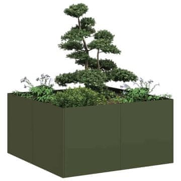 Vidaxl Tegla za cvijeće maslinasto zelena 80x80x40 cm hladno valjani čelik