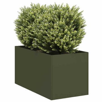 Vidaxl Tegla za cvijeće maslinasto zelena 40x80x40 cm hladno valjani čelik