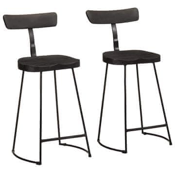 Vidaxl Barske stolice 2 kom. Crne 49x43x88 cm Masivno drvo manga