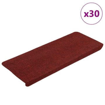 Vidaxl Samoljepljive prostirke za stepenice 30 kom. crvene 65x24,5x3,5 cm