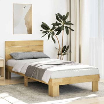 Vidaxl Okvir kreveta s uzglavljem bez madraca 75x190 cm Masivno hrastovo drvo