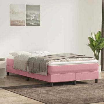 Vidaxl Krevet s boxspring oprugama bez madraca, roza, 120x220 cm, baršun
