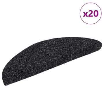Vidaxl Samoljepljive prostirke za stepenice 20 kom. Crne 56x17x3 cm