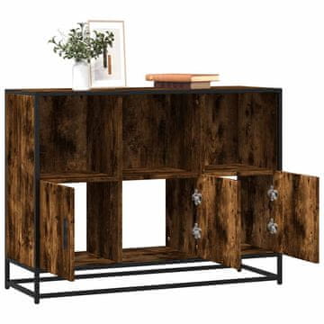 Vidaxl Komoda s ladicama, dimljeni hrast, 100x35x76 cm, materijal na bazi drva