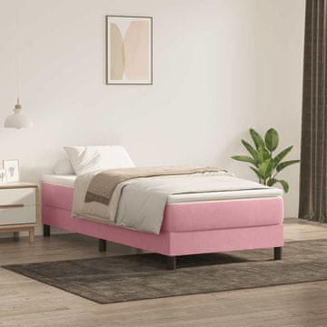 Vidaxl Krevet s boxspring oprugama bez madraca, roza, 80x220 cm, baršun