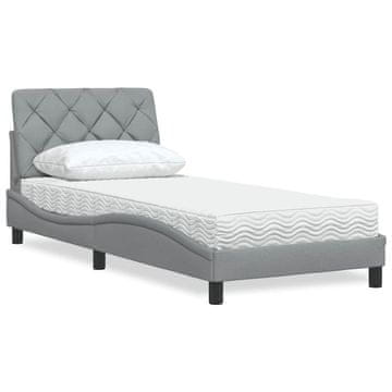 Vidaxl Krevet s madracem, svijetlosiva, 90x190 cm, presvučen tkaninom