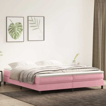 Vidaxl Krevet s boxspring oprugama bez madraca, roza, 200x220 cm, baršun