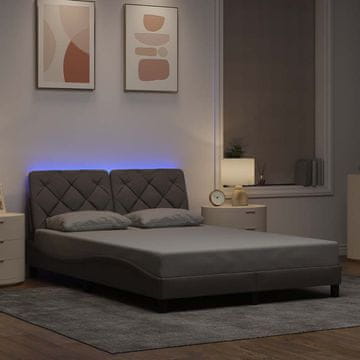 Vidaxl LED okvir za krevet bez madraca taupe 140x200 cm tkanina