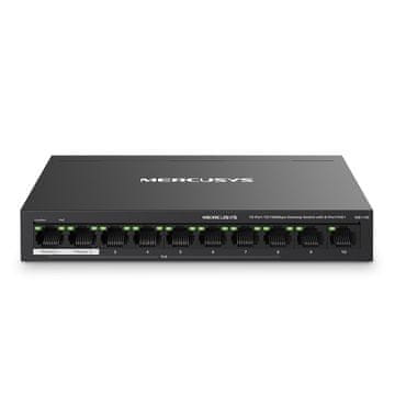 Mercusys MS110P mrežni prekidač s 10 priključaka, 10/100 Mbps, 8xPoE, 65 W