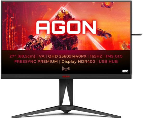 AOC AGON 5 AG275QXN gaming monitor, 68,6 cm(27), QHD, VA, 165 Hz, 1 ms (AG275QXN/EU)