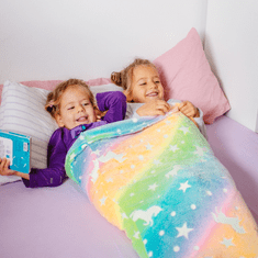 Netscroll 2x Dječja dekica morska sirena, svijetli u mraku, topla i mekana flanel deka, motiv jednoroga i zvjezdica, šarena boja, savršena za poklon, MermaidBlanket, upgrade