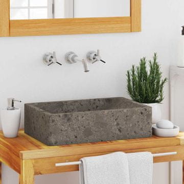 Vidaxl Umivaonik, 45x30x12 cm, Mramor, Visoki sjaj siva