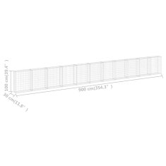 Vidaxl Gabionski zid s poklopcima od pocinčanog čelika 900x30x100 cm