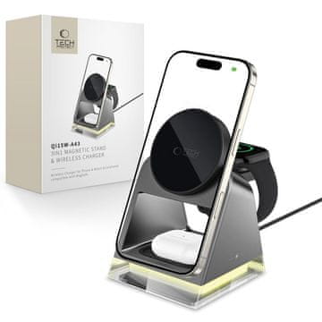Tech-protect A43 MagSafe bežični punjač za telefon / Apple Watch / AirPods 15W, crno