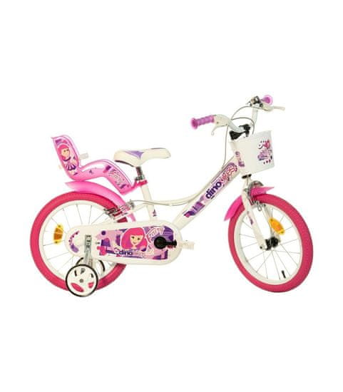 Dino bikes dječji bicikl 16" bijeli s ružičastim printom