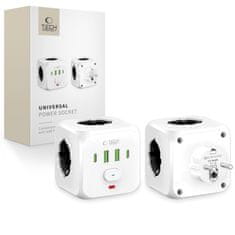 Tech-protect PCL3X4 utičnica 2x USB / 2x USB-C / 3x električna utičnica, bijela