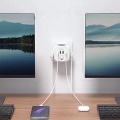 Tech-protect PCL3X4 utičnica 2x USB / 2x USB-C / 3x električna utičnica, bijela