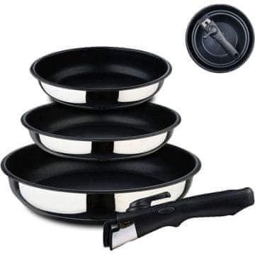 Bergner Set tava od nehrđajućeg čelika s neprijanjajućim premazom Click&Cook, 3 komada, 18, 20 i 24 cm