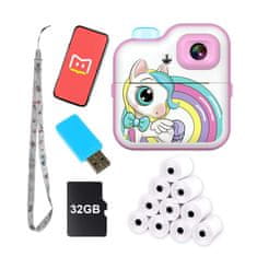 Dexxer Dječja LCD instant kamera s pisačem + 32 GB i 10 traka ružičaste