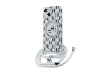 Karl Lagerfeld Originalna silikonska maskica MagSafe iPhone 13 6.1 - Monogram s vrvicom - prozirna - KLHMP13MHCKCKLCT