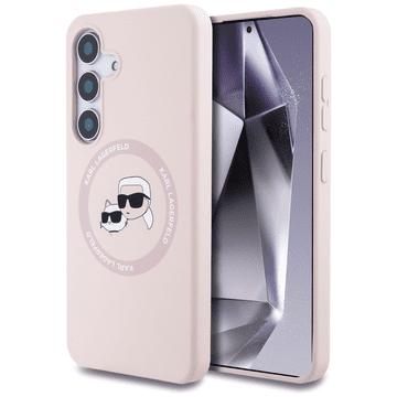 Karl Lagerfeld Originalna Silikonska maskica MagSafe za Samsung Galaxy S25 Plus 5G - Heads - roza - KLHMS25MSKCHTCP