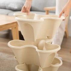 HOME & MARKER® Zložljive tegle za cvijeće, 3 kom + podstavak, bele | PLANTUP