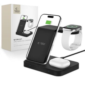 Tech-protect A37 3in1 bežični punjač za telefon / Apple Watch / AirPods, crno