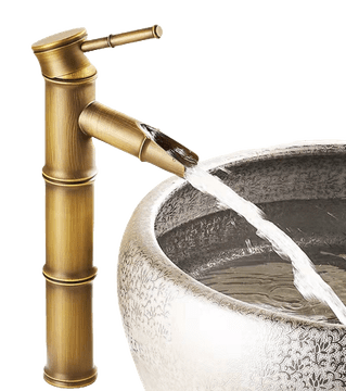 Tavalax Retro bambus miješalica za umivaonik s efektom vodopada – brončana završna obrada