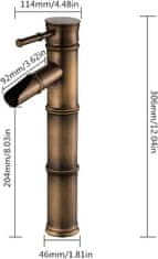 Tavalax Retro bambus miješalica za umivaonik s efektom vodopada – brončana završna obrada