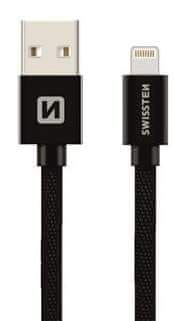 SWISSTEN Munjevit kabel USB Lightning cable textile 0.2m 3A black