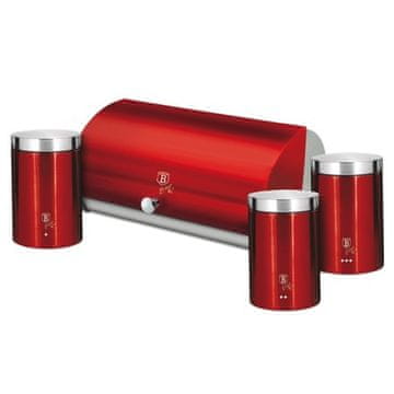 Berlingerhaus Posuda za kruh i set staklenki BH-6729 Food Storage Containers, 4 pcs, Burgundy Metallic Line