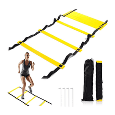 Netscroll Trening ljestve za brzinu i agilnost, komplet 6 prečki, podesive, s čeličnim klinovima i torbom, ljestve za nogomet, košarku, tenis i fitness, SpeedStraps