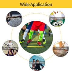 Netscroll Trening ljestve za brzinu i agilnost, komplet 6 prečki, podesive, s čeličnim klinovima i torbom, ljestve za nogomet, košarku, tenis i fitness, SpeedStraps