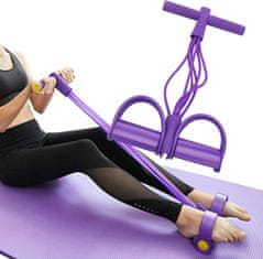 Netscroll Pedalna fitness traka s 4 cijevi i ručkama za vježbe cijelog tijela, elastika za vježbanje, PullStar